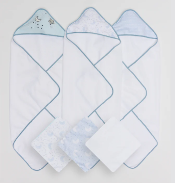 Piccolo Bambino- 6 Pack Hooded Towels & Washcloths Set Blue