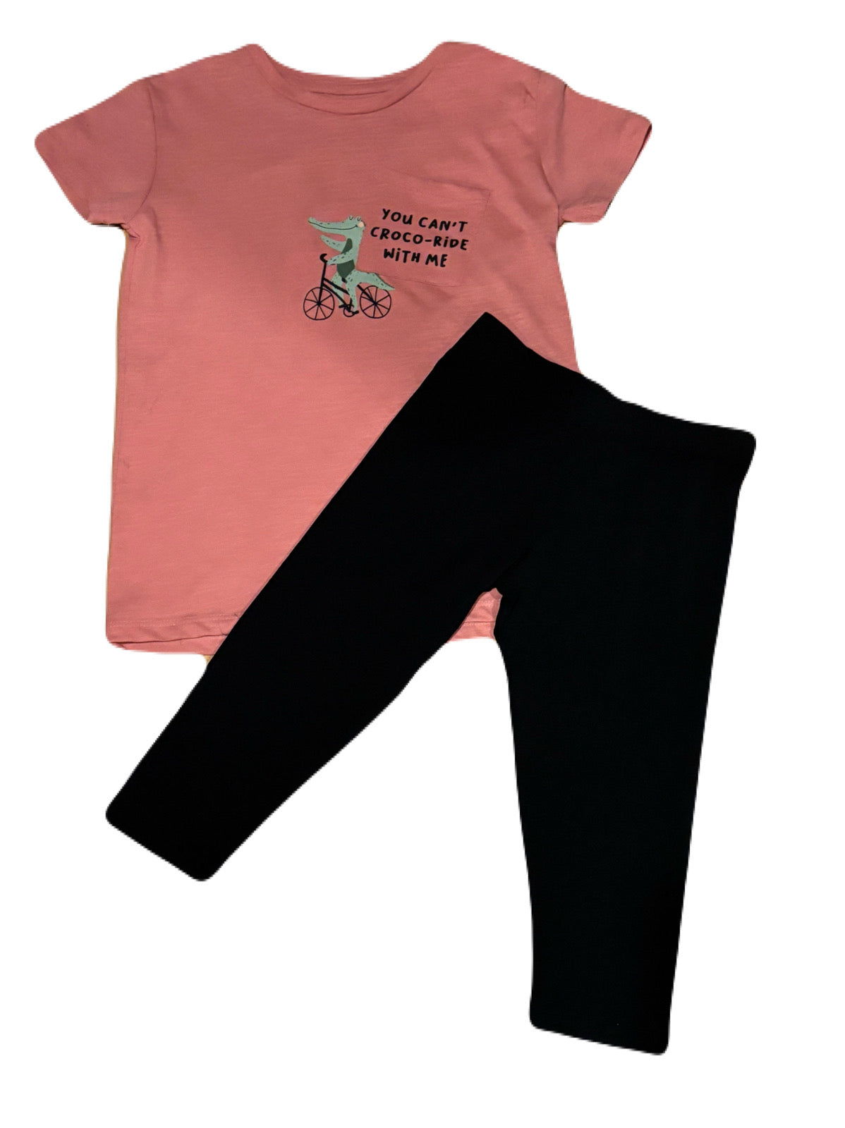 Girls 2 Piece Set- T-Shirt w / Legging Basic Capri (Mauve Glow)