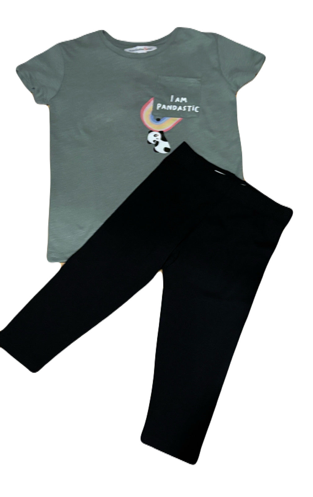 Girls 2 Piece Set- T-Shirt w / Legging Basic Capri (Lily Pad)