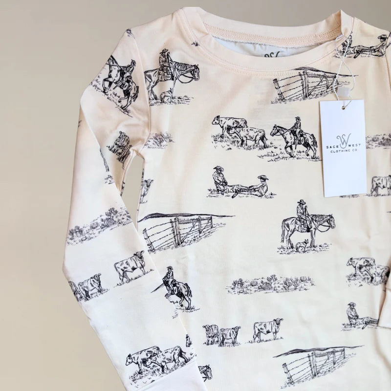 Prairie Cowboy Toddler Sleepwear Set (Cream)