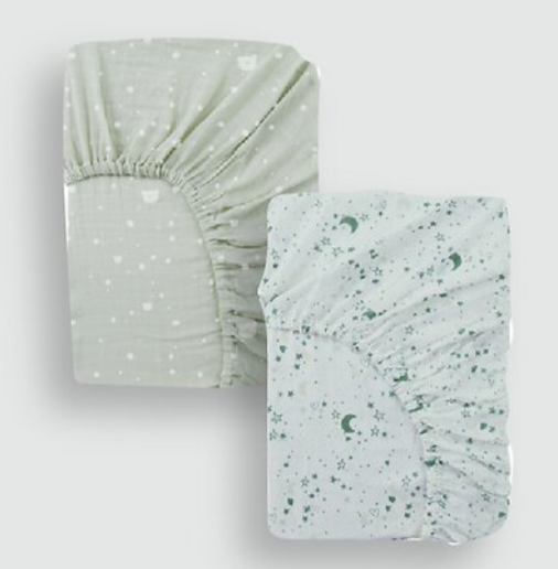 Piccolo Bambino- 2 Pack Flannel Crib Sheets Green