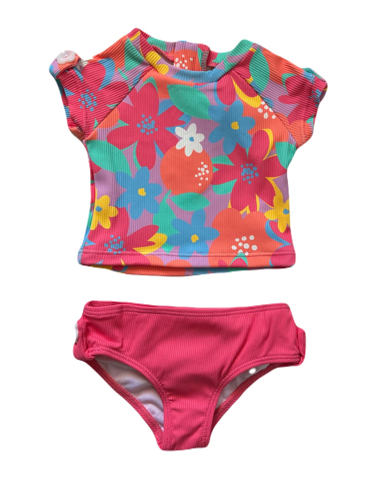 Swim Set- Girl 2 Piece w Cover Up Dress -Beach Lavender Floral