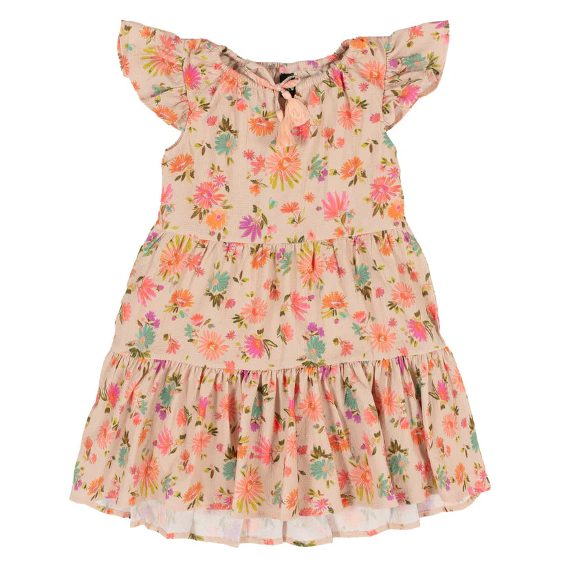 Nano-Girls Beige Flowered Dress