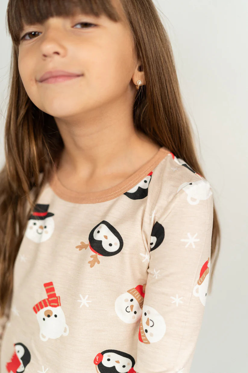 Bamboo Long Sleeve Pajama Set (Snowy Faces Print)