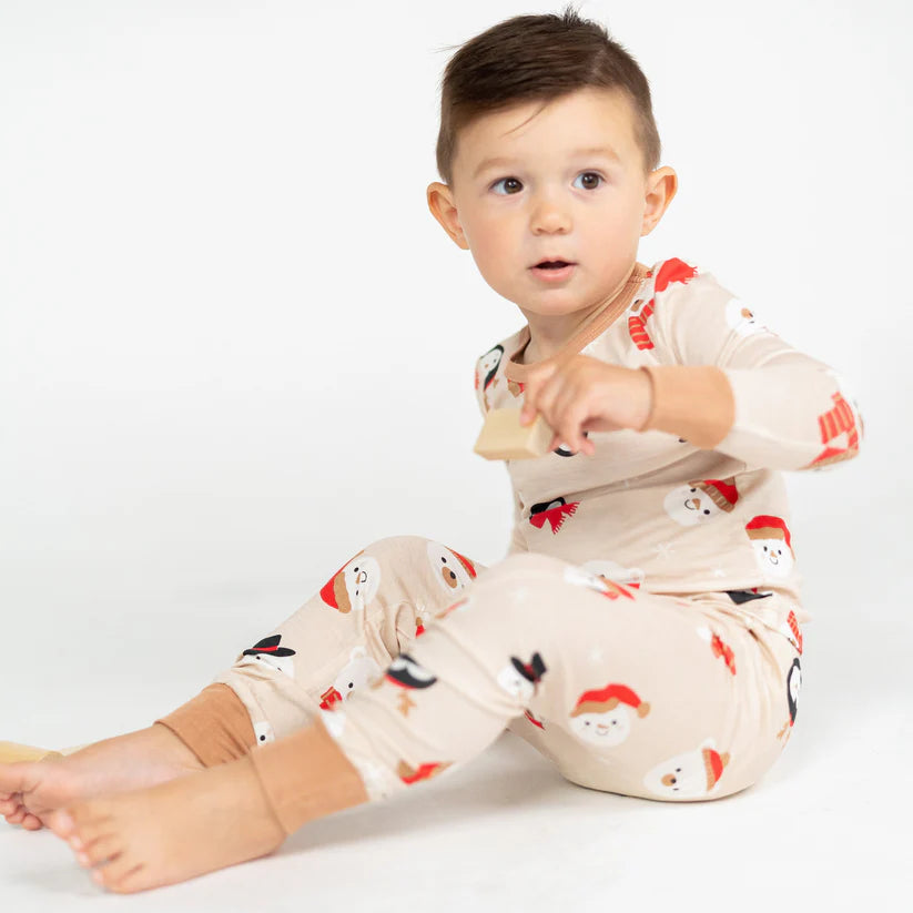 Bamboo Long Sleeve Pajama Set (Snowy Faces Print)