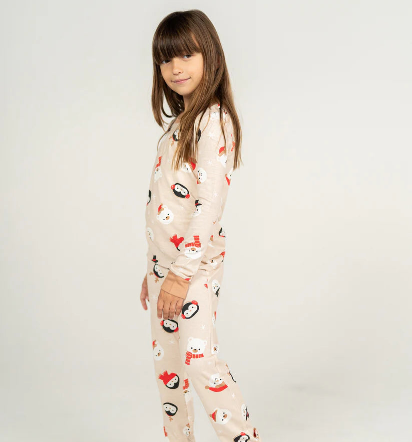 Bamboo Long Sleeve Pajama Set (Snowy Faces Print)