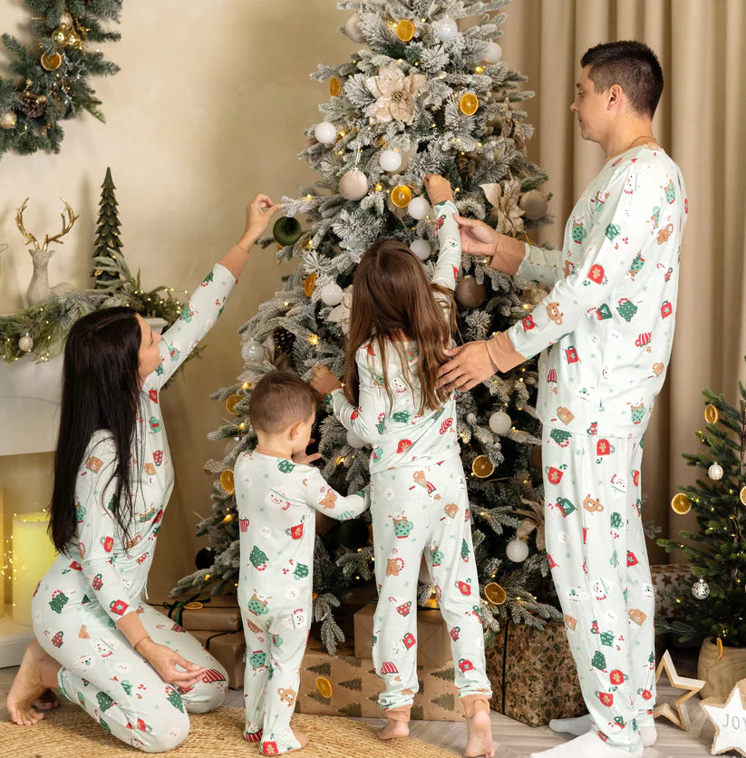 Bamboo Two Way Zipper Footies & Coloring Book (Festive Cocoa Print)