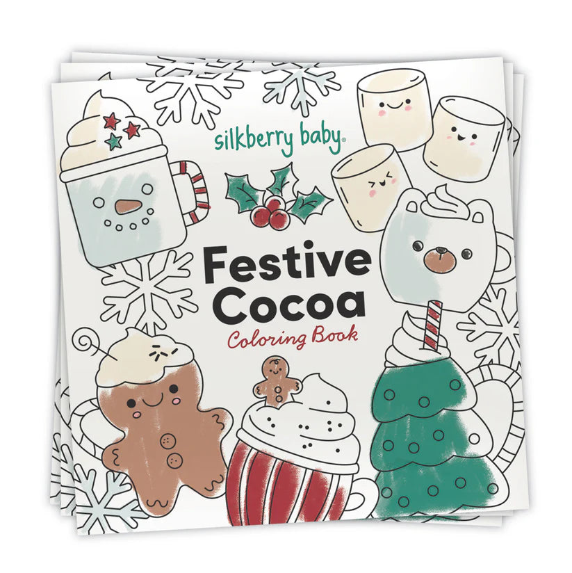 Bamboo Two Way Zipper Footies & Coloring Book (Festive Cocoa Print)