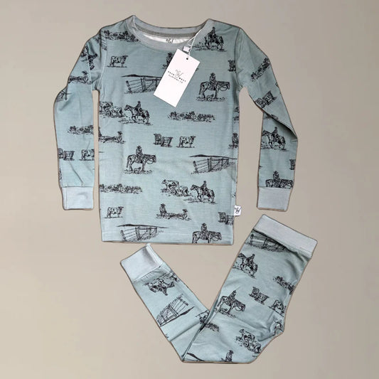Prairie Cowboy Toddler Sleepwear Set (Sage)