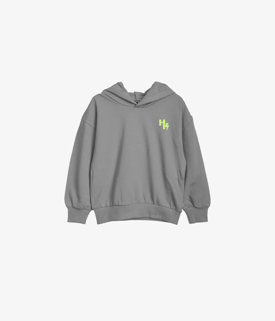 Headster- Back Neon Hoodie - Grey Mix