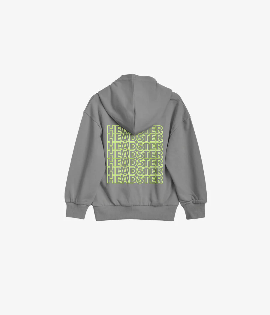 Headster- Back Neon Hoodie - Grey Mix