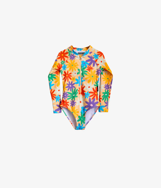 Headster- Backyard Meadow Long Sleeve One Piece Swimsuit