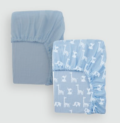 Piccolo Bambino- 2 Pack Jersey Crib Sheets Blue