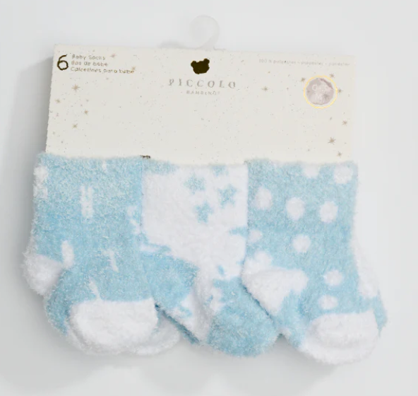 Piccolo Bambino- Chenille Socks 6 piece Blue