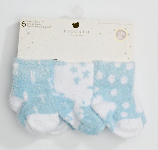 Piccolo Bambino- Chenille Socks 6 piece Blue