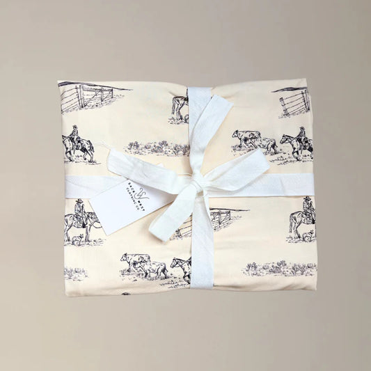 Prairie Cowboy Swaddle Blanket (Cream)