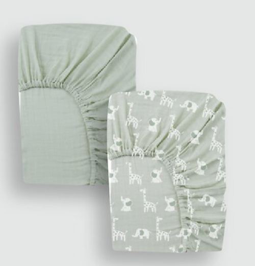 Piccolo Bambino- 2 Pack Jersey Crib Sheets Green