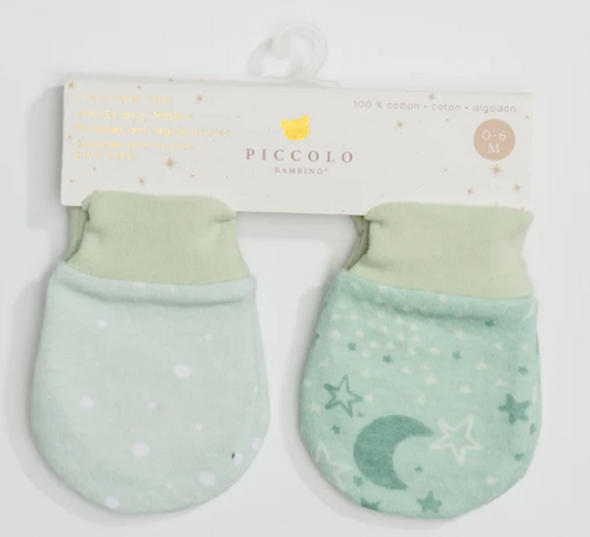 Piccolo Bambino- Jersey Scratch Mitts 2 piece Green
