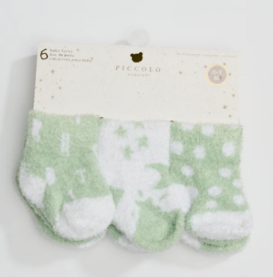 Piccolo Bambino- Chenille Socks 6 piece Green