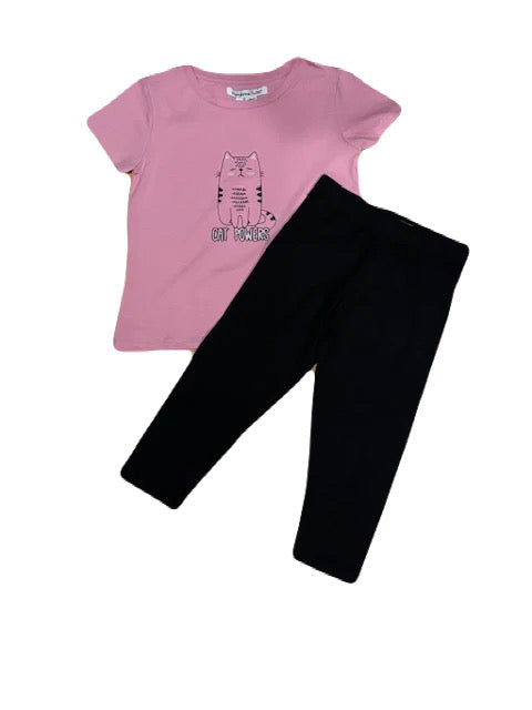 Girls 2 Piece Set- T-Shirt w / Legging Basic Capri (Orchid Smoke)