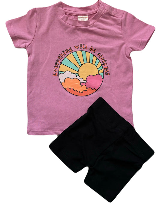 Girls -2 Piece Set- T-Shirt Prism Pink w/Jersey Short