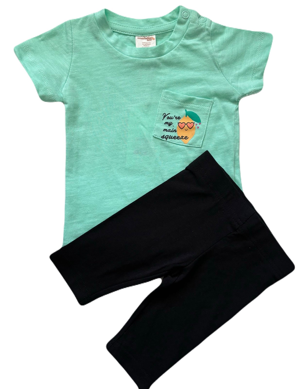 Girls 2 Piece Set- T-Shirt w / Legging Basic Capri June Blue