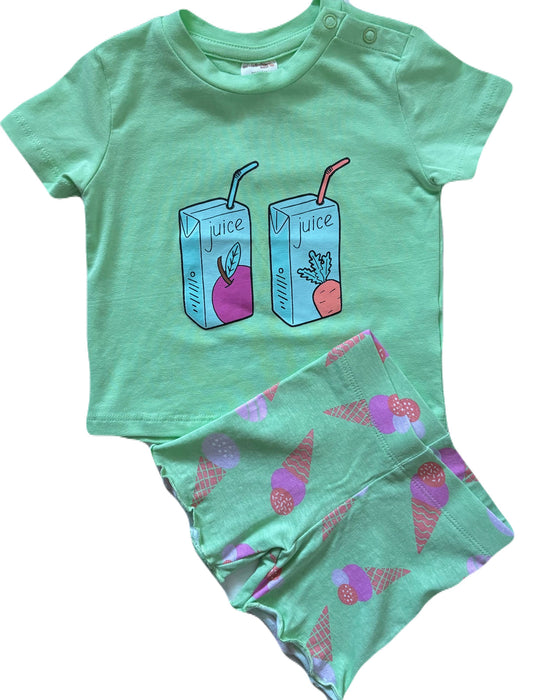 Girls -2 Piece Set- T-Shirt/w Short Jersey Patina Ice Cream