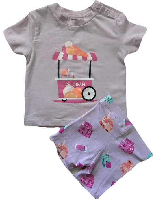 Girls -2 Piece Set- T-Shirt w/Short-Lavender Juice Box