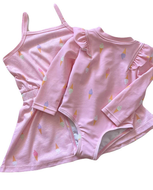 Swim Set-Girl/Cover Up Dress-Pinky Cloud Ice Cream