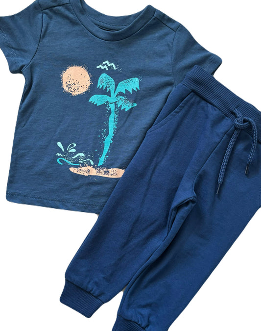 Baby Boy 2 Piece Set T-Shirt w/Jogger Dark Blue