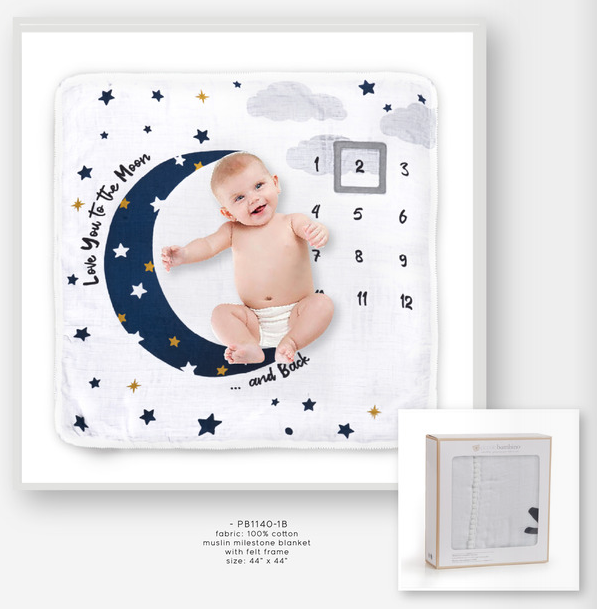 Piccolo Bambino- Muslin Milestone Swaddle Blanket Celestial Dreams