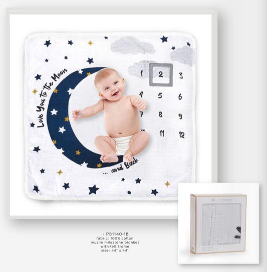 Piccolo Bambino- Muslin Milestone Swaddle Blanket Celestial Dreams