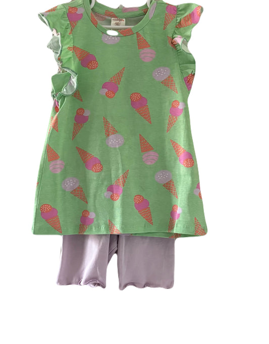 Girls-Two Piece Set- Tunic W/Ruffle/Bike Short