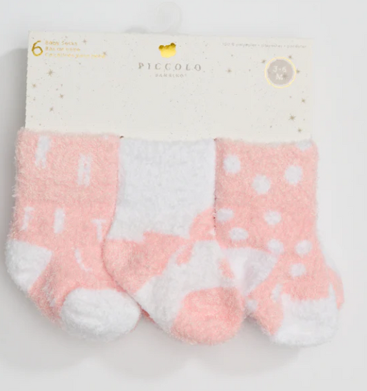 Piccolo Bambino- Chenille Socks 6 piece Pink