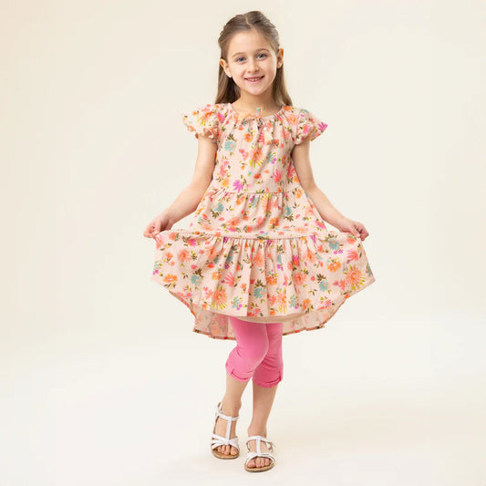Nano-Girls Beige Flowered Dress