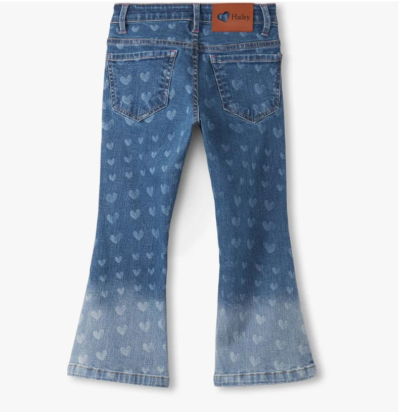 Girls Hearts Flared Leg Denim