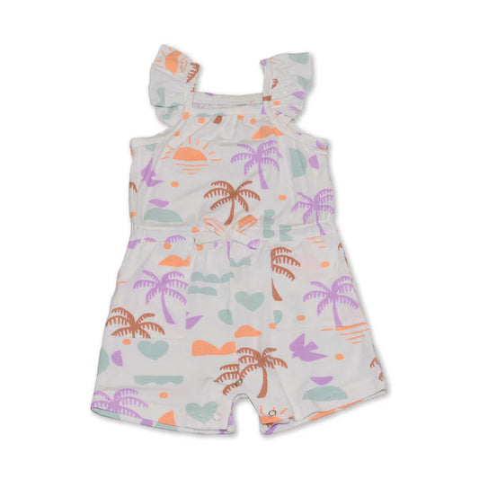 Bamboo Sleeveless Ruffle Romper (Boho Surf Print)