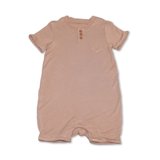 Bamboo Short Sleeve Romper with Buttons (Maple Sugar)