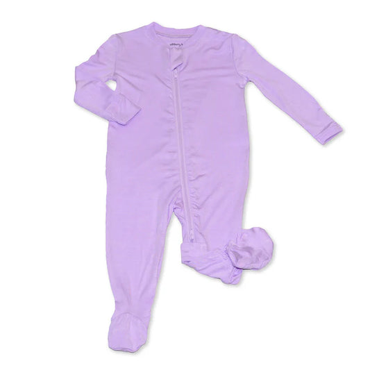 Bamboo Footies with Two Way Zipper (Lavender Bloom)