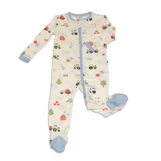 Bamboo Footies with Two Way Zipper (Pumpkin Farm Print)