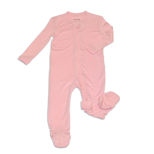 Bamboo Footies with Two Way Zipper (Coral Blush Print)