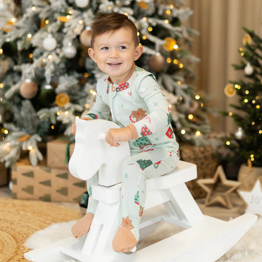 Bamboo Two Way Zipper Footies & Coloring Book (Festive Cocoa Print)