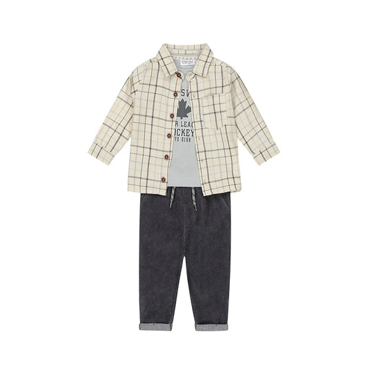 Dirkje boys' set shirt blouse trousers pebble navy