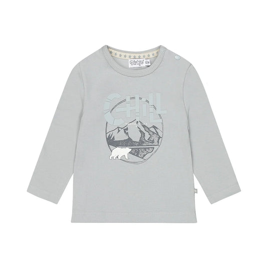 Dirkje boys' long-sleeved top in soft blue with chill print
