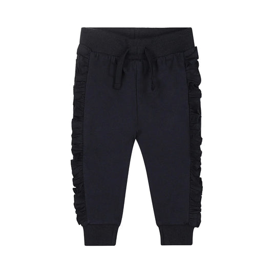 Dirkje girls' jogging trousers in navy with ruffles